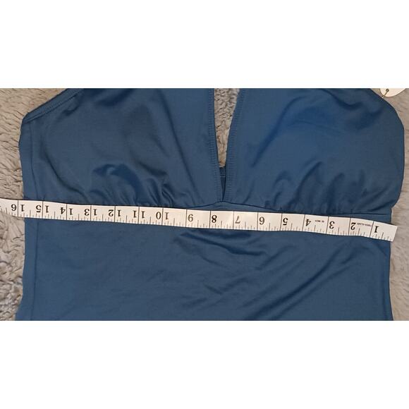 Mynah Womens Size Large Ocean Halter Swimsuit Tankini Top Removable Cups Nwt New - Picture 3 of 8